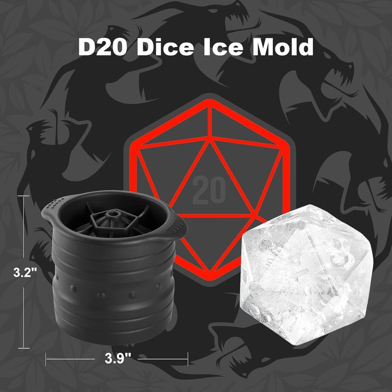 TPPICK D20 Dice Ice Mold, DND Gamer Gifts for Men Women, Cool Christmas Stocking Stuffers Ideas for Adults TRGP Lover, Large Silicone D&D Accessories Ice Cube Tray for Cocktails,Bourbon,Whiskey,Game - Image 3